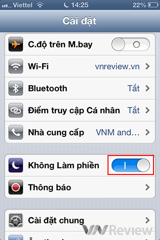 Thiết lập tính năng Không Làm phiền trên iPhone chạy iOS 6