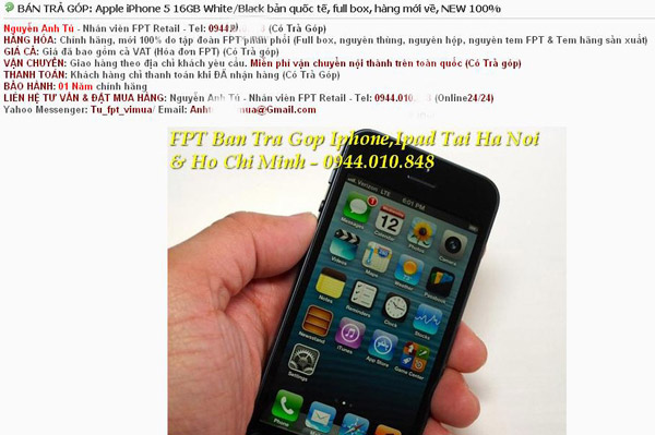 trả góp iphone 5