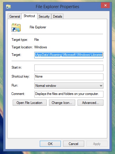 Đường dẫn mặc định mở của File Exploper