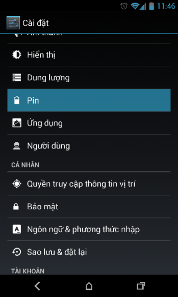 Android battery percentage