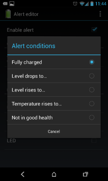 Android battery percentage