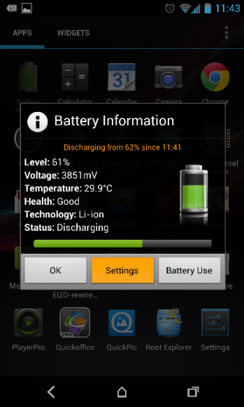 Android battery percentage