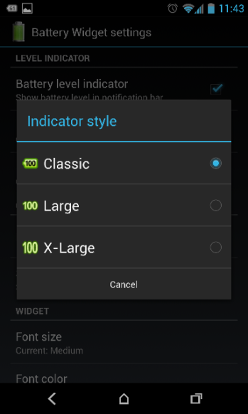 Android battery percentage