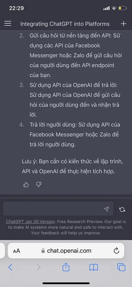 ChatGPT bày cách tích hợp ChatGPT vào Zalo, Facebook Messenger