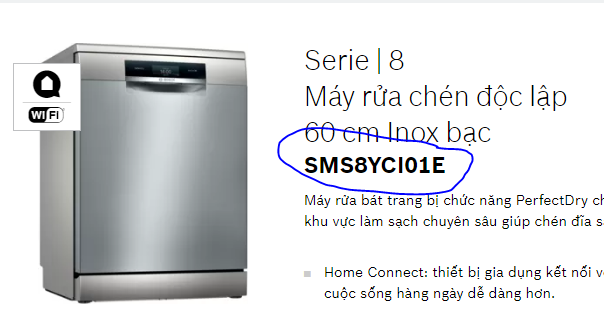 Số và chữ cái trong tên máy rửa bát Bosch có ý nghĩa gì?