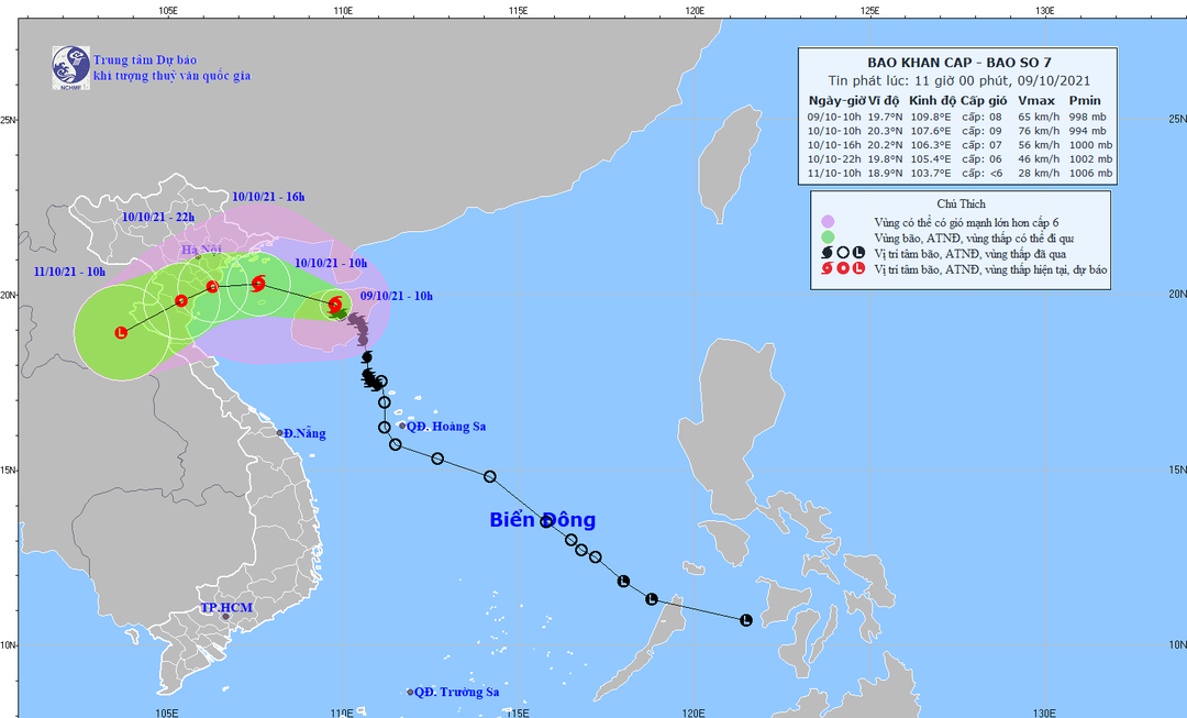 Bão số 7 cập nhật mới nhất