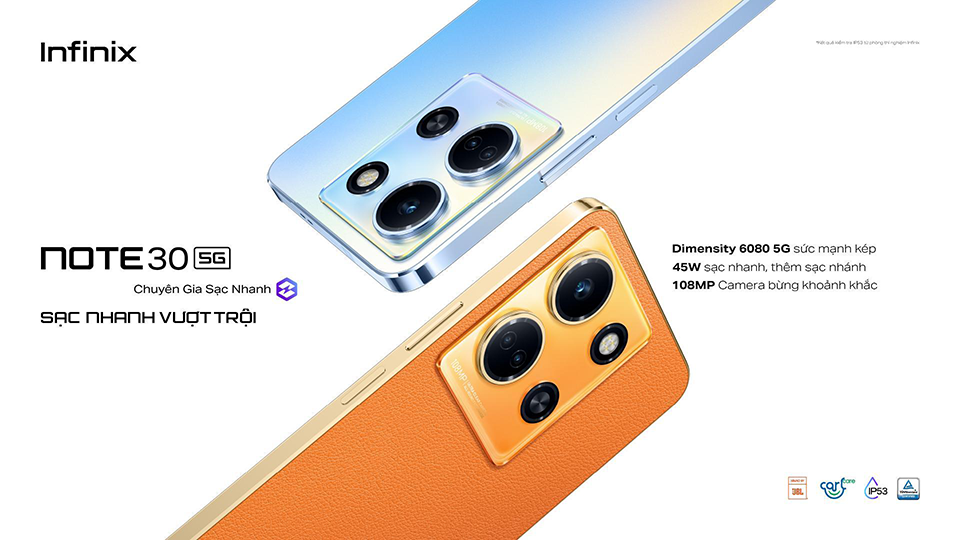 Infinix NOTE 30 5G lên kệ tại Việt Nam: smartphone 4,99 triệu đồng có camera 108MP và chip Dimensity 6080 5G