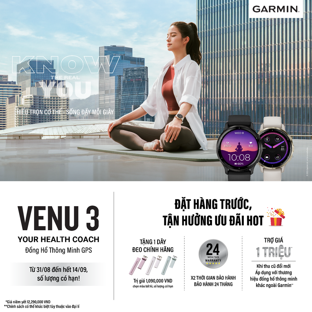 Garmin trình làng dòng đồng hồ thông minh GPS Venu 3 và Venu 3S tại Việt Nam: thiết kế mỏng nhẹ, thời trang, hỗ trợ nghe gọi và cả người dùng xe lăn