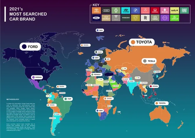 Toyota là hãng xe được tìm kiếm nhiều nhất trên Google năm 2021