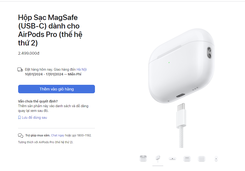 Kiếm tiền dễ như Apple: Hộp sạc AirPods Pro 2 cổng Type-C giá nhẹ nhàng hai củ rưỡi!