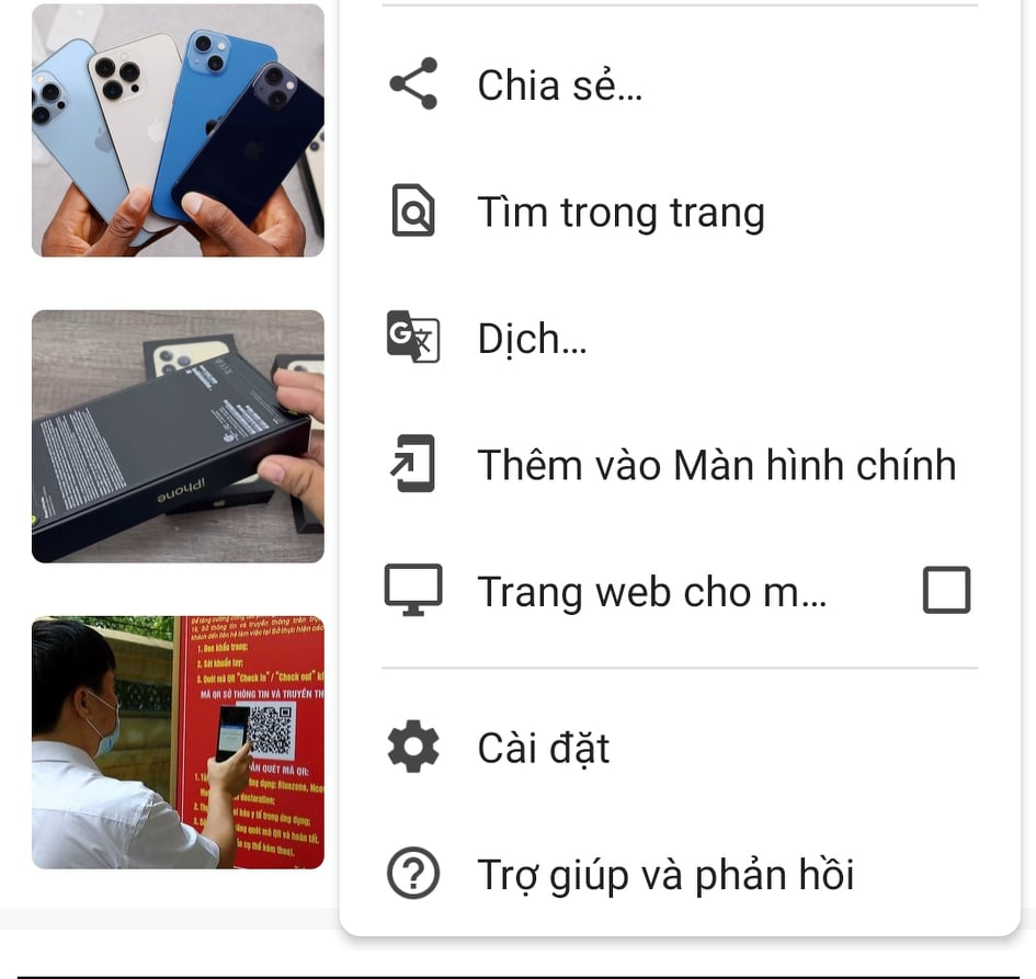 Cách chụp ảnh toàn màn hình trên Chrome cho Android