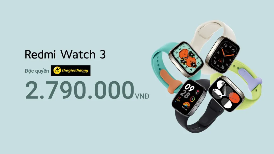 Xiaomi Redmi Watch 3 trình làng tại Việt Nam: mặt vuông như Apple Watch, “hàng tá” tính năng, pin 12 ngày, giá chưa đến 3 triệu đồng