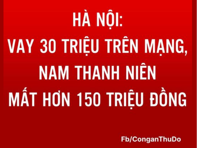 Vay 30 triệu trên mạng, nam thanh niên mất 154 triệu đồng