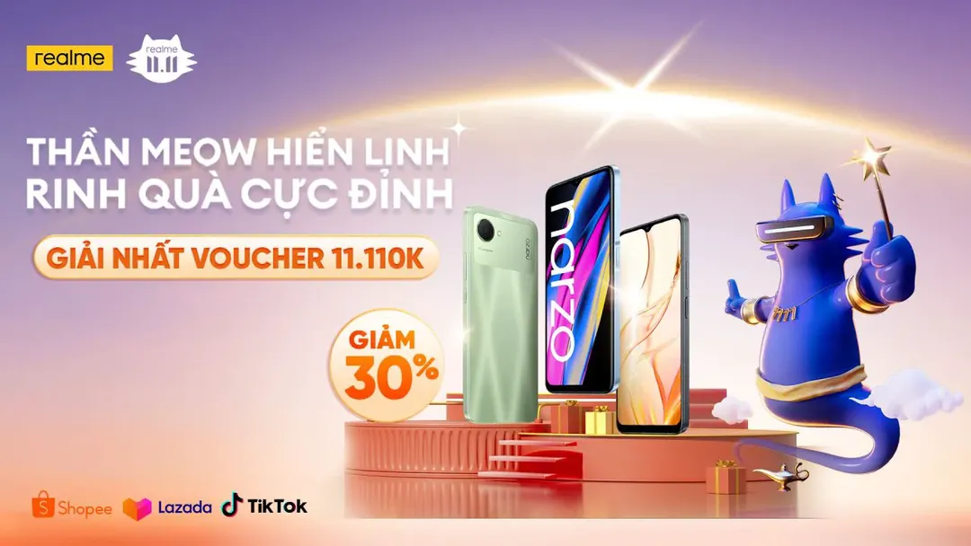 realme tung tai nghe realme Buds T100 cùng voucher mua hàng lên đến 11 triệu nhân ngày 11/11