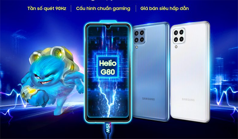 Galaxy M22 lên kệ giá 4,8 triệu đồng ở Việt Nam: màn AMOLED 90Hz, Helio G80