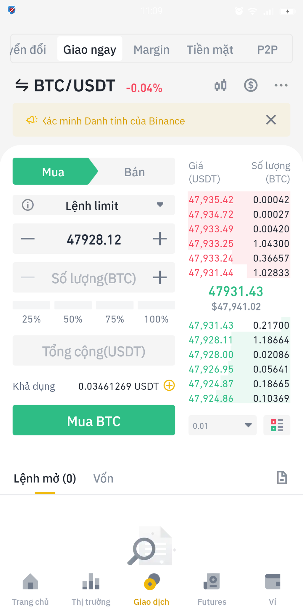 Hướng dẫn mua Bitcoin và các đồng tiền số Altcoin bằng tiền Việt trên Binance P2P