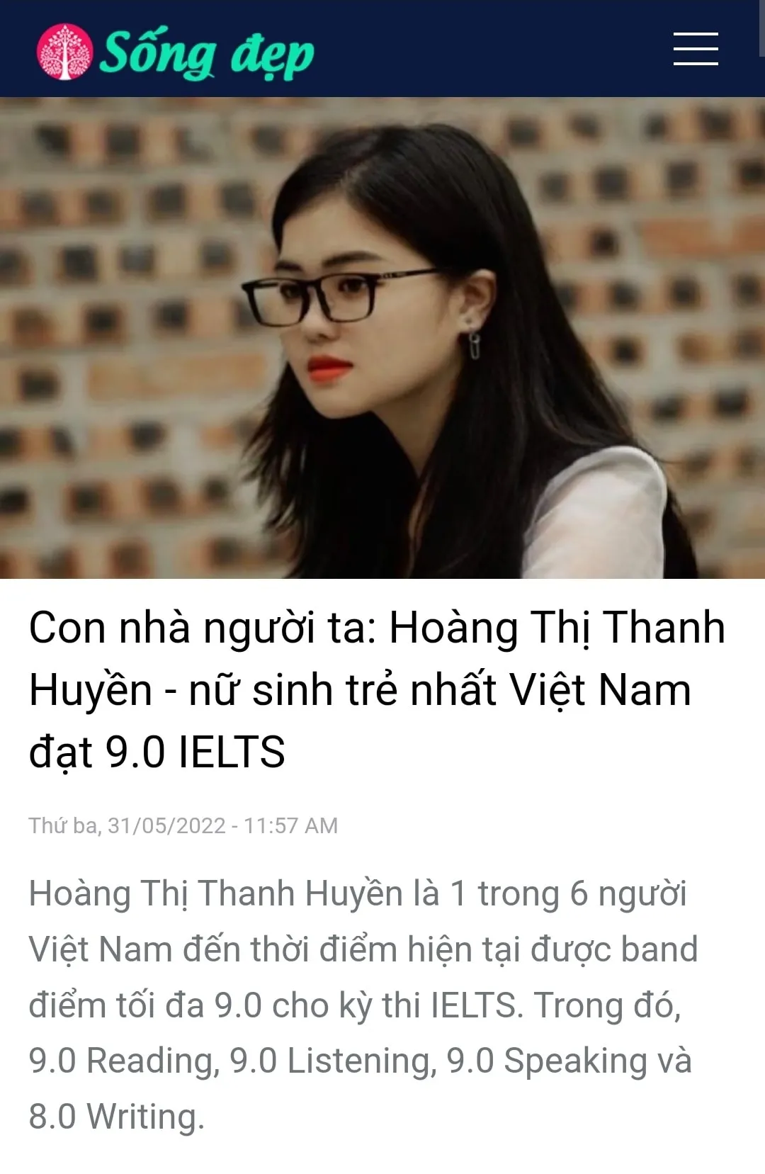 Hàng loạt trang báo gỡ thông tin "Nữ sinh Nghệ An đạt 9.0 IELTS"