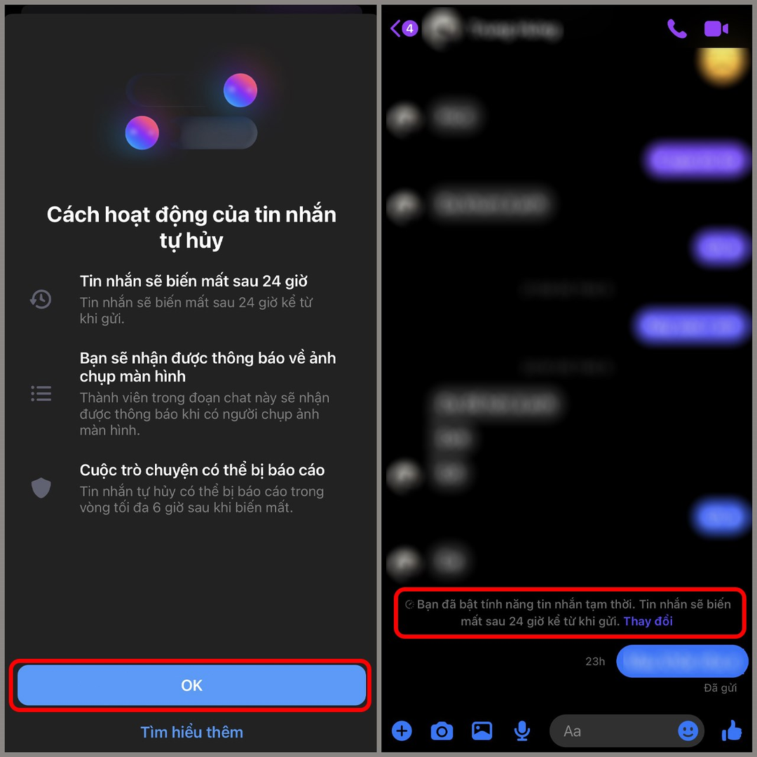 Cách gửi tin nhắn bí mật tự xóa và tự hủy trên Messenger