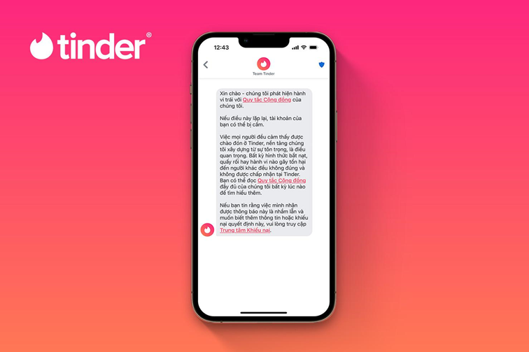 Tinder giới thiệu tính năng cảnh báo mới giúp tăng cường trải nghiệm hẹn hò an toàn cho người dùng