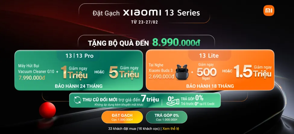 Thế Giới Di Động mở đặt trước Xiaomi 13 Series từ 22,99 triệu kèm ưu đãi 8,99 triệu đồng