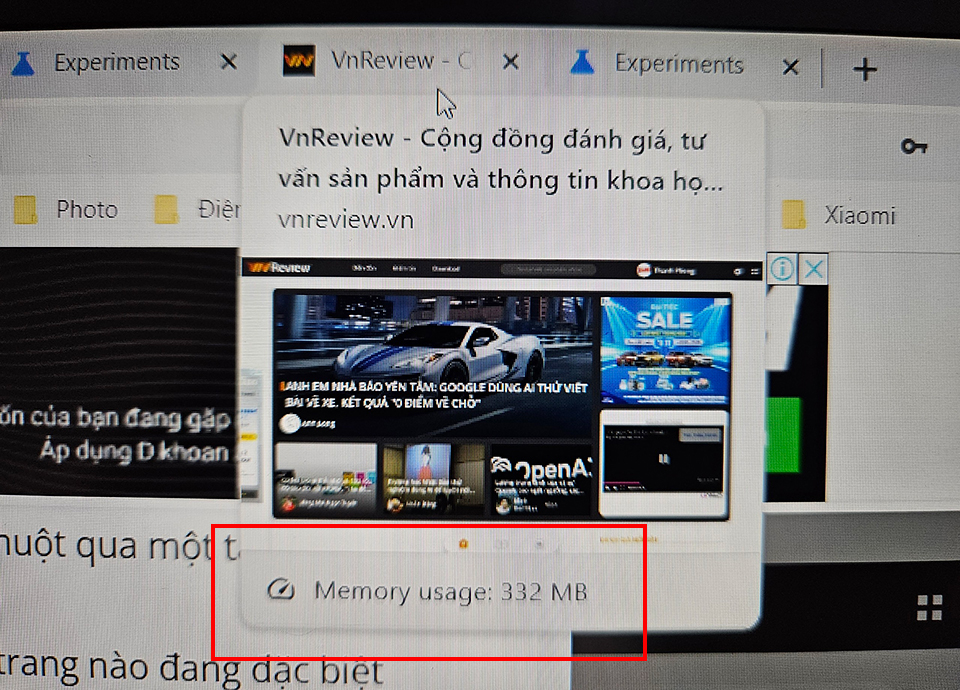 Cách kiểm tra tab Chrome đang ngốn bao nhiêu bộ nhớ siêu đơn giản, chỉ một cái di chuột