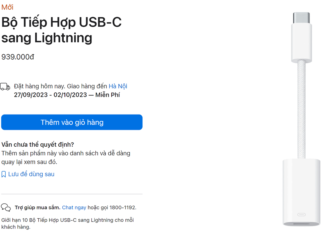 Apple bán adapter chuyển từ USB-C sang Lightning với cái giá không thể tin nổi: gần 1 triệu đồng!