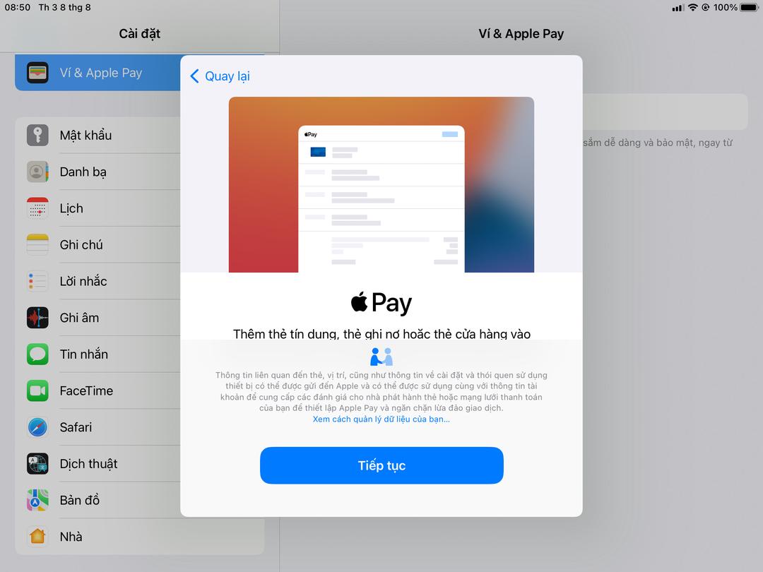 Cách thêm thẻ ngân hàng vào ví Apple Pay trên iPad mới nhất 2023