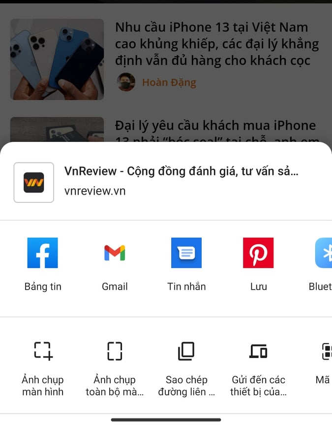 Cách chụp ảnh toàn màn hình trên Chrome cho Android