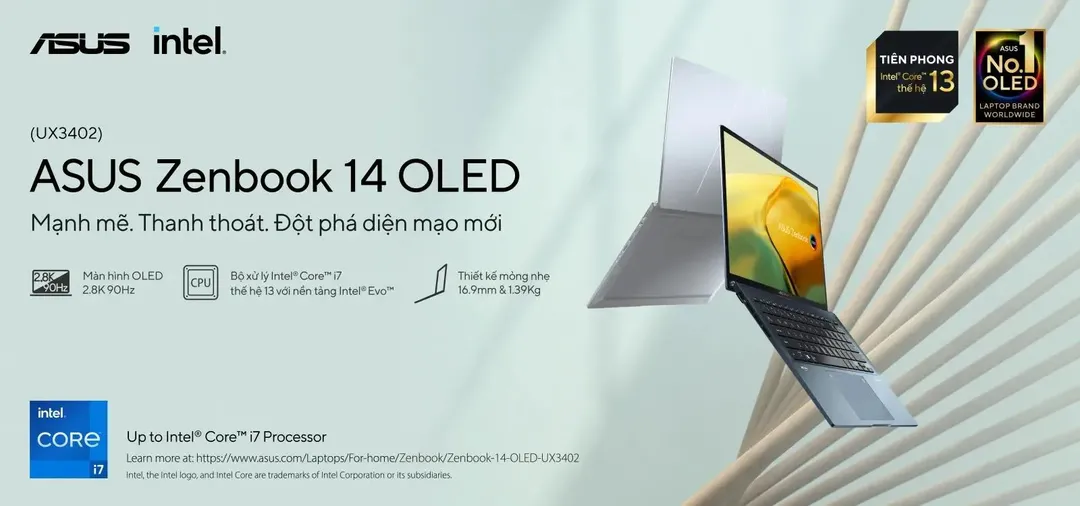 ASUS ra mắt loạt laptop OLED mới tại Việt Nam dùng bộ vi xử lý Intel Core thế hệ 13: mạnh hơn, mát hơn, pin trâu hơn