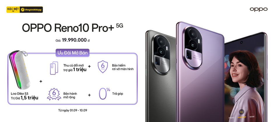 OPPO Reno10 Pro+ 5G chính thức mở bán tại Việt Nam: tiệm cận flagship với Snapdragon 8+ Gen 1, camera tele 64MP zoom quang 3X, sạc nhanh 100W, giá xấp xỉ 20 triệu đồng