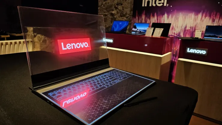 Lenovo khoe laptop màn hình trong suốt