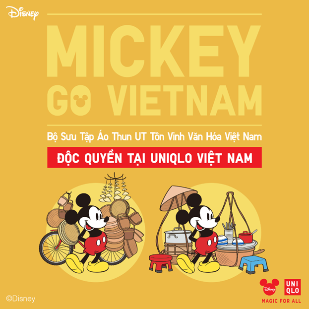 UNIQLO sắp ra mắt bộ sưu tập áo thun chuột Mickey buôn thúng bán bưng đậm nét Việt Nam vào 25/07 