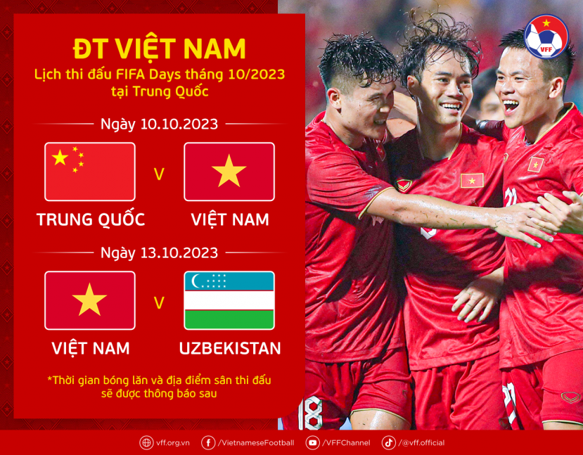 Lịch thi đấu của đội tuyển Việt Nam trong tháng 10: Trận Việt Nam vs Hàn Quốc khi nào đá?