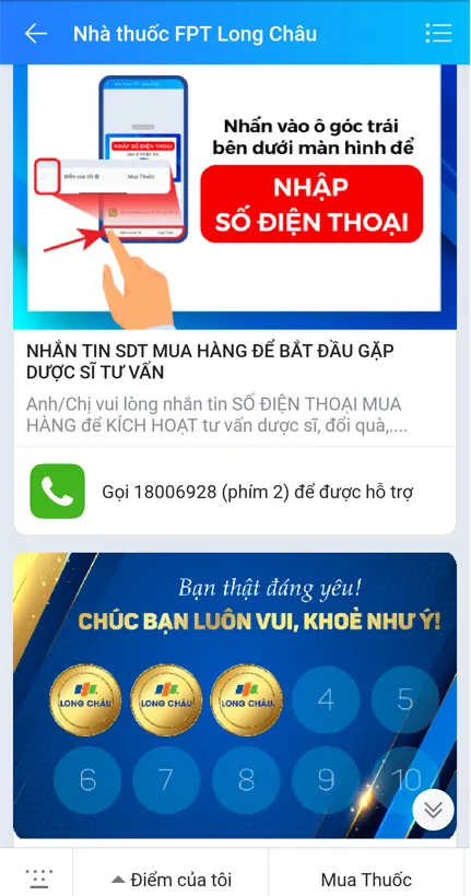 Nhà thuốc Long Châu lấy thông tin khách hàng làm gì?