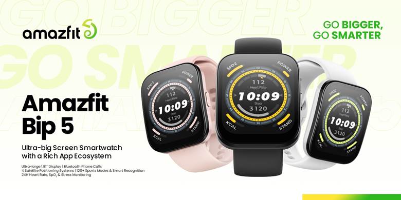 Huami ra mắt đồng hồ Amazfit Bip 5 màn hình siêu to, nghe gọi được, giá chưa tới 2 triệu đồng