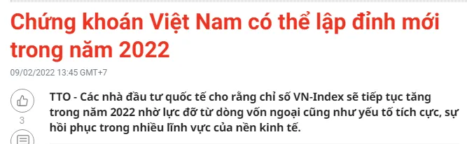 Các chuyên gia dự báo Vn-Index 2022 đạt 1700-1900 đâu rồi?