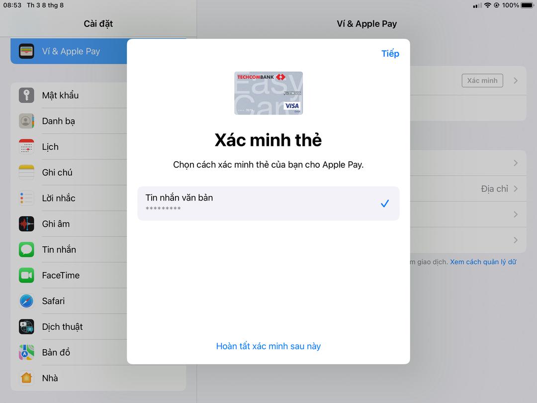 Cách thêm thẻ ngân hàng vào ví Apple Pay trên iPad mới nhất 2023