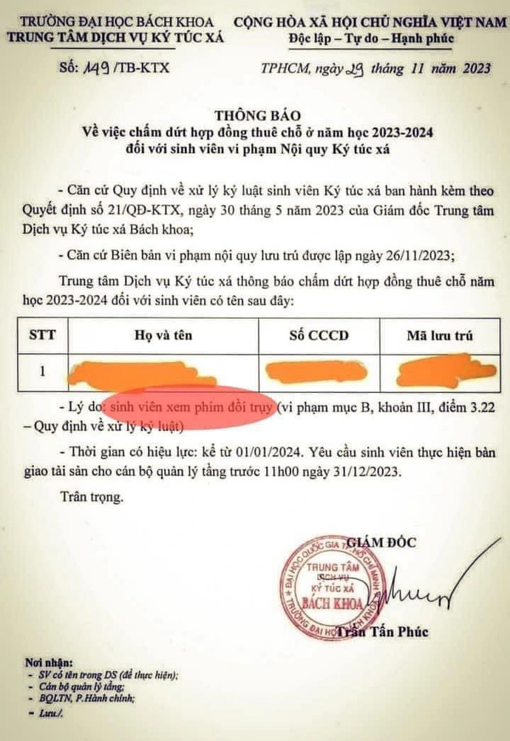 Sinh viên coi phim *****, ký túc xá Bách khoa đuổi luôn