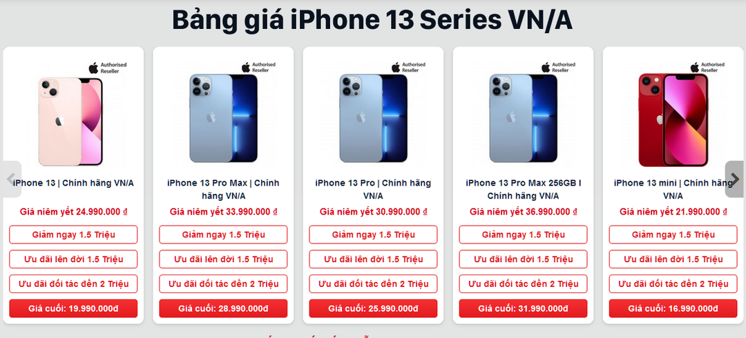 Giá iPhone 13 chính hãng VN/A ở đâu rẻ nhất?