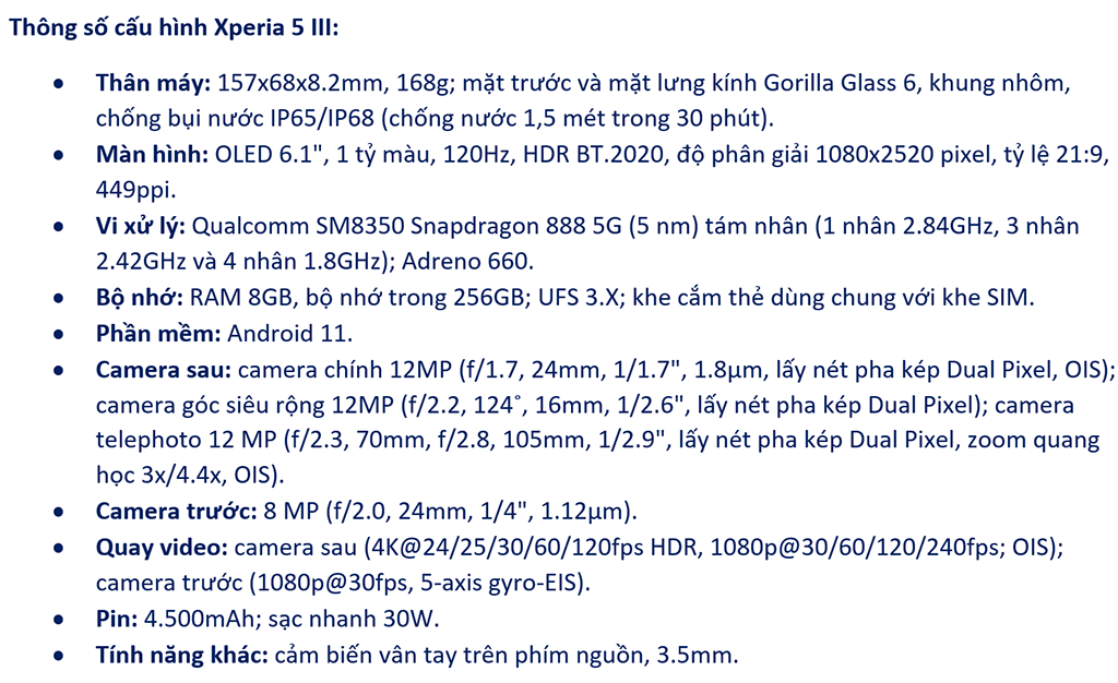 Sony Xperia PRO-I và Xperia 5 III ra mắt tại Việt Nam, giá 26 và 41 triệu đồng Sony Xperia PRO-I và Xperia 5 III ra mắt tại Việt Nam, giá 26 và 41 triệu đồng