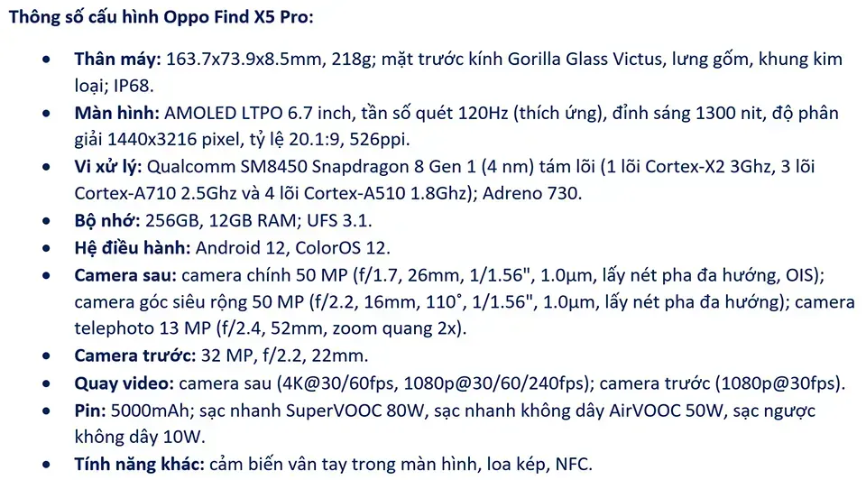 Oppo Find X5 Pro giá 33 triệu đồng tại Việt Nam: chip MariSilicon X, camera Hasselblad, lên kệ từ 12/5 Oppo Find X5 Pro giá 33 triệu đồng tại Việt Nam: chip MariSilicon X, camera Hasselblad, lên kệ từ 12/5