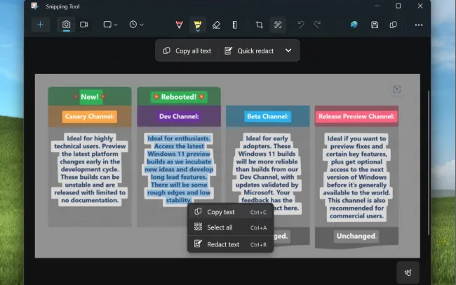 Microsoft thử nghiệm tính năng sao chép văn bản từ ảnh chụp màn hình Microsoft thử nghiệm tính năng sao chép văn bản từ ảnh chụp màn hình