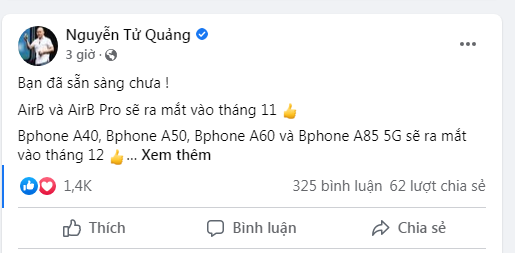 Loạt Bphone mới ra mắt tháng 12, tai nghe AirB ra mắt trước Loạt Bphone mới ra mắt tháng 12, tai nghe AirB ra mắt trước