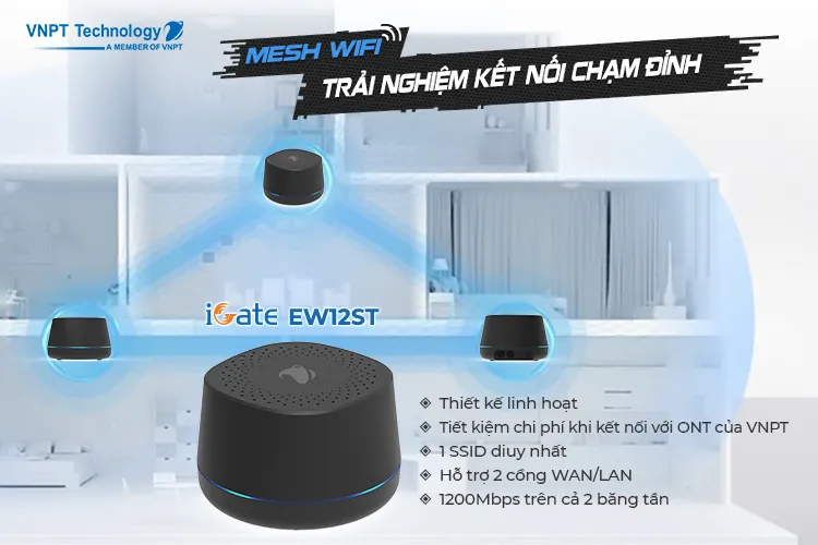 VNPT Technology ra mắt Wi-Fi mesh iGate EW12ST phủ sóng 600 mét vuông VNPT Technology ra mắt Wi-Fi mesh iGate EW12ST phủ sóng 600 mét vuông