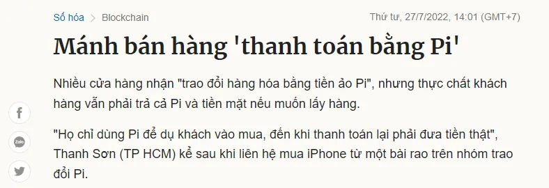 Ứng dụng VnExpress bị đánh giá 1 sao trong một đêm sau khi đăng bài liên quan đến Pi Network (Cập nhật) Ứng dụng VnExpress bị đánh giá 1 sao trong một đêm sau khi đăng bài liên quan đến Pi Network (Cập nhật)