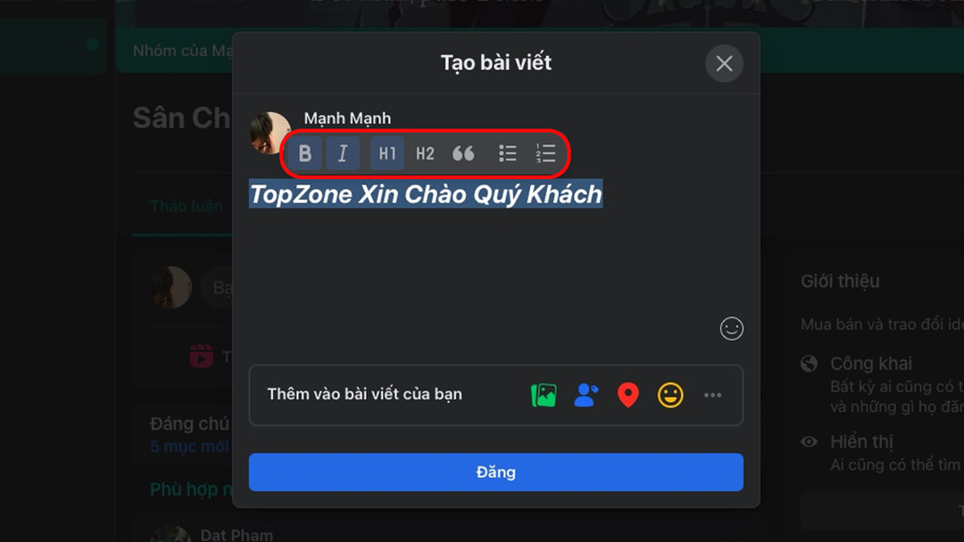 3 cách viết chữ in đậm, in nghiêng trên Facebook 3 cách viết chữ in đậm, in nghiêng trên Facebook