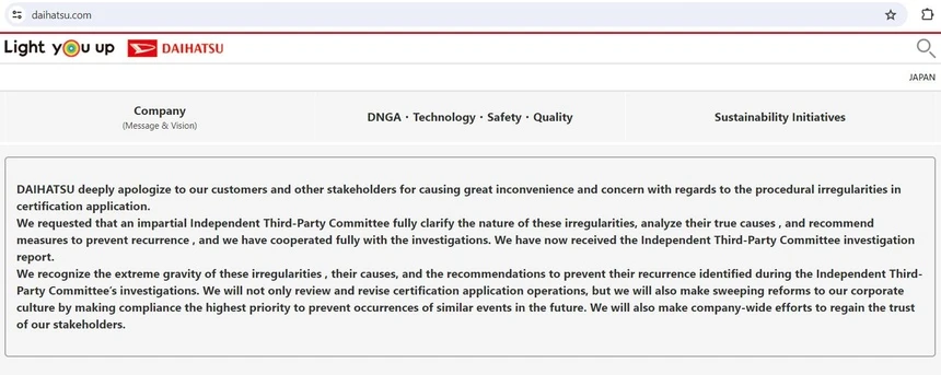 Daihatsu tạm dừng hoạt động hậu gian lận Daihatsu tạm dừng hoạt động hậu gian lận