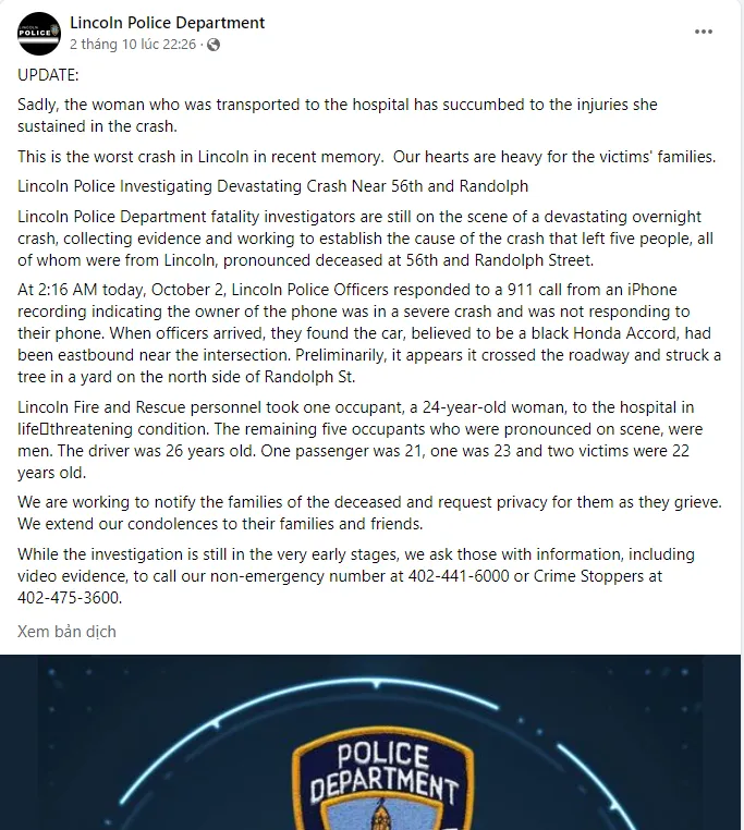 iPhone 14 tự động gọi cảnh sát kêu cứu khi trong xe có 6 người bị tử vong do tai nạn giao thông iPhone 14 tự động gọi cảnh sát kêu cứu khi trong xe có 6 người bị tử vong do tai nạn giao thông