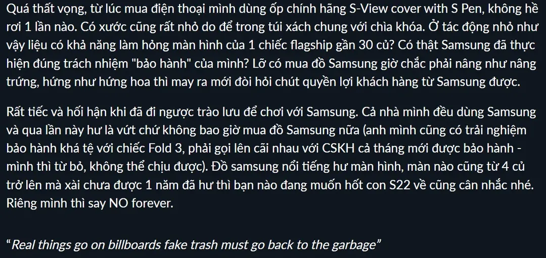Khách Việt bức xúc chuyện đi bảo hành điện thoại Samsung, bạn có từng bị từ chối bảo hành? Khách Việt bức xúc chuyện đi bảo hành điện thoại Samsung, bạn có từng bị từ chối bảo hành?