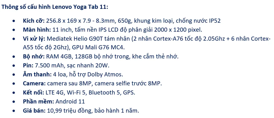 Đánh giá Lenovo Yoga Tab 11: máy tính bảng có chân đế tiện cho giải trí, học online Đánh giá Lenovo Yoga Tab 11: máy tính bảng có chân đế tiện cho giải trí, học online
